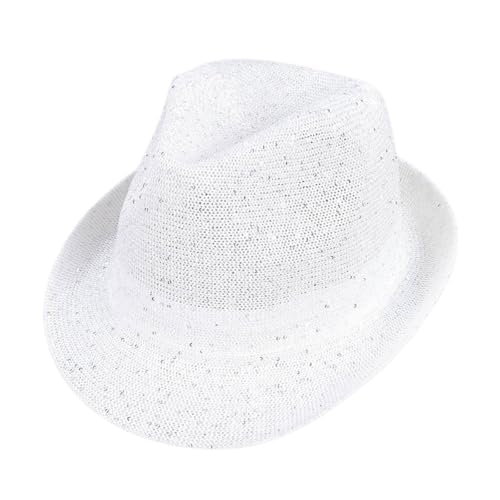 Whakano Pailletten Hut Herren & Damen,Glitzernde Jazzhut,Glitzer Partyhüte Kopfbedeckung,Faltbar Cowboymütze UV-Schutz,Kostümzubehör,Mütze für Bühnenauftritte Karneval Partys Mottoparty,Weiß Whakano Pailletten Hut Herren & Damen,Glitzernde Jazzhut,Glitzer Partyhüte Kopfbedeckung,Faltbar Cowboymütze UV-Schutz,Kostümzubehör,Mütze für Bühnenauftritte Karneval Partys Mottoparty,Weiß von Whakano