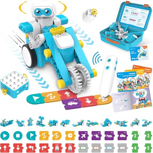 WhalesBot B3 Pro 24-in-1 MINT Roboter Klemmbausteine Programmieren ohne Bildschirm mit Coding-Stift&Karten, Kreativ-Bausatz mit interaktivem Geschichtenbuch, Ideales Spielzeug Geschenk für Kinder ab 4 von WhalesBot