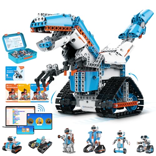 WhalesBot E7 Pro 12 in 1 Mint Bausatz Roboter für Kinder ab 8 Jahre, Scratch und APP Programmieren Spaß klemmbausteine Roboter Ferngesteuertes Spielzeug, (Deutsche Version) von WhalesBot