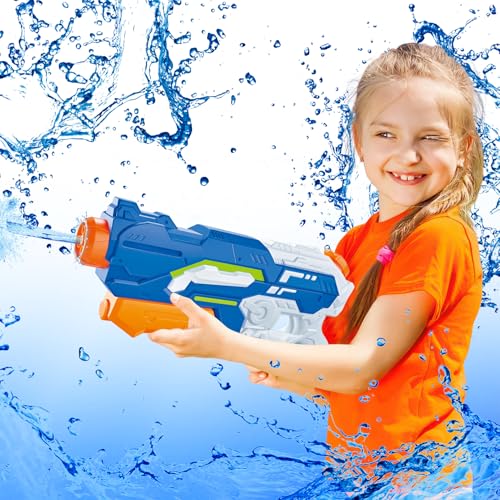 Wasserpistole Kinder – 1200ML Wasserspritzpistole mit 8–10m Reichweite, Outdoor Spielzeug für Sommer, Strand, Pool & Garten – Wasserblaster große reichweite für Jungen & Mädchen (Blau) von Whaline