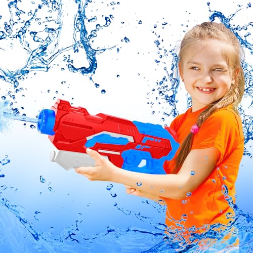 Wasserpistole Kinder – 1200ML Wasserspritzpistole mit 8–10m Reichweite, Outdoor Spielzeug für Sommer, Strand, Pool & Garten – Wasserblaster große reichweite für Jungen & Mädchen (Rot) von Whaline