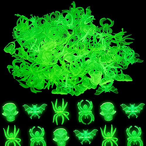 Whaline Halloween-Spinnenringe aus Kunststoff, Fledermaus-Schädel-Ring, leuchtet im Dunkeln, 4 Stile, Fluoreszierende Spinnenringe für Halloween, Partygeschenke, Süßes oder Saures, Whaline Halloween-Spinnenringe aus Kunststoff, Fledermaus-Schädel-Ring, leuchtet im Dunkeln, 4 Stile, Fluoreszierende Spinnenringe für Halloween, Partygeschenke, Süßes oder Saures, von Whaline