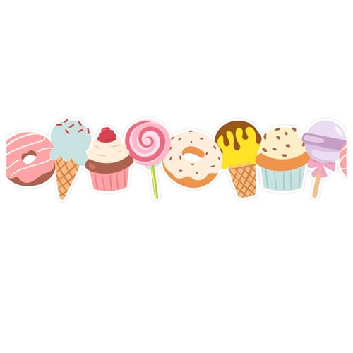 Whaline Pinnwand für Sommer-Desserts, 10 m, Pastellfarben, Eiscreme, Kuchen, Donut, gestanzt, gerollte Bordüre für Kreidetafel, Wanddekoration Whaline Pinnwand für Sommer-Desserts, 10 m, Pastellfarben, Eiscreme, Kuchen, Donut, gestanzt, gerollte Bordüre für Kreidetafel, Wanddekoration von Whaline