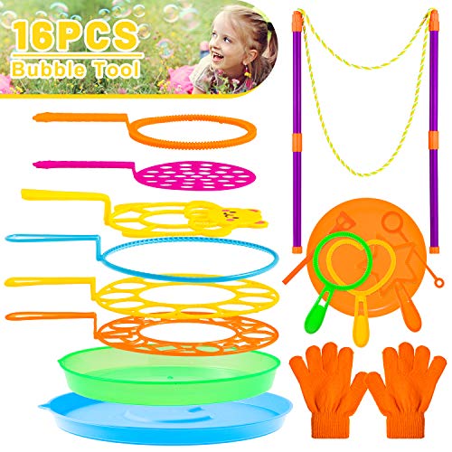 Whaline Seifenblasenstäbe Set mit Handschuh, Big Bubbles Wand Kit, Sortiment Bubble Maker, Spielzeug Set für Indoor Outdoor Garten Aktivität Geburtstag Party Sommer Spiel Whaline Seifenblasenstäbe Set mit Handschuh, Big Bubbles Wand Kit, Sortiment Bubble Maker, Spielzeug Set für Indoor Outdoor Garten Aktivität Geburtstag Party Sommer Spiel von Whaline
