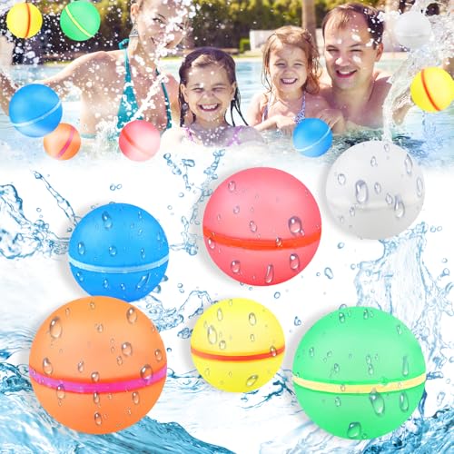 Wasserbomben Magnetisch Selbstschließend,6 Stück Silikon Wiederverwendbare Wasserbomben für Kinder & Erwachsene, Wasserballoons Schnellfüller Outdoor Wasserspielzeug für Pool, Strand & Sommerparty von Whaline