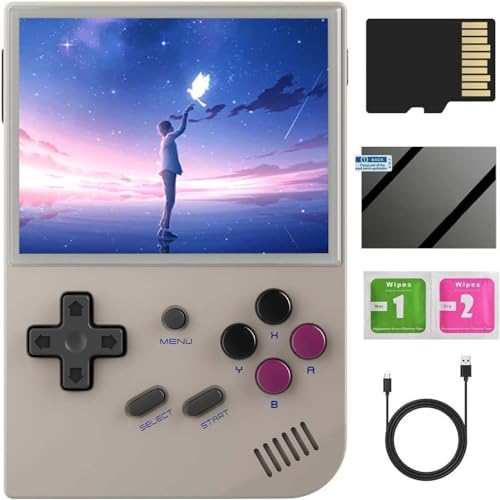 Whatsko RG35XX Retro Handheld Spielekonsole,Kompatibel mit Linux und Garlic OS,64 GB mit über 5000 Spielen,Retro Konsole 3,5 Zoll IPS Display 2600mAh Akku,HD-MI und TV-Ausgang Unterstützt von Whatsko