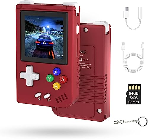 Whatsko Retro Handheld Spielkonsole,Bildschirm Flip 3.5 Inch IPS Screen Linux System,Support HDMI TV Output 5G WiFi Bluetooth 4.2, Handheld Game Console Built-in 64G TF Card von Whatsko
