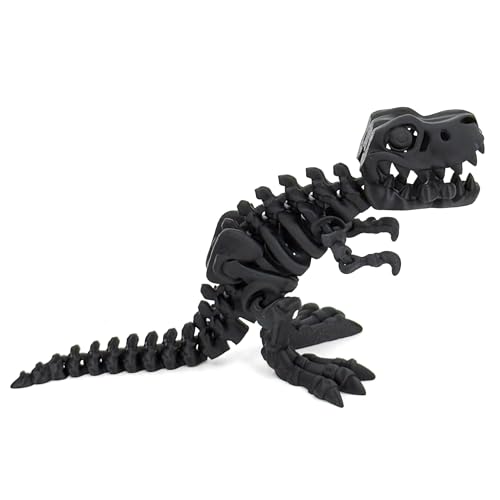 Whattiho 3D-gedrucktes T-Rex-Skelett – Flexibles, bewegliches Dinosaurier Modell mit Gelenken, Artikulierte Figur, Kreatives Spielzeug für Sammler, Stressabbau, Dekoratives Geschenk (Schwarz) von Whattiho