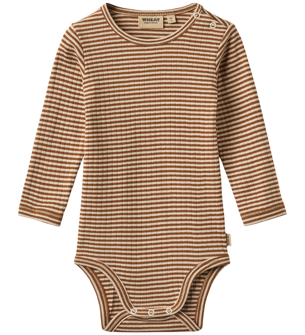 Wheat Body l/ä - Freddie - Warmes Haselnussbraun Stripe - Wheat - 2 Jahre (92) - Body L/Ä von Wheat