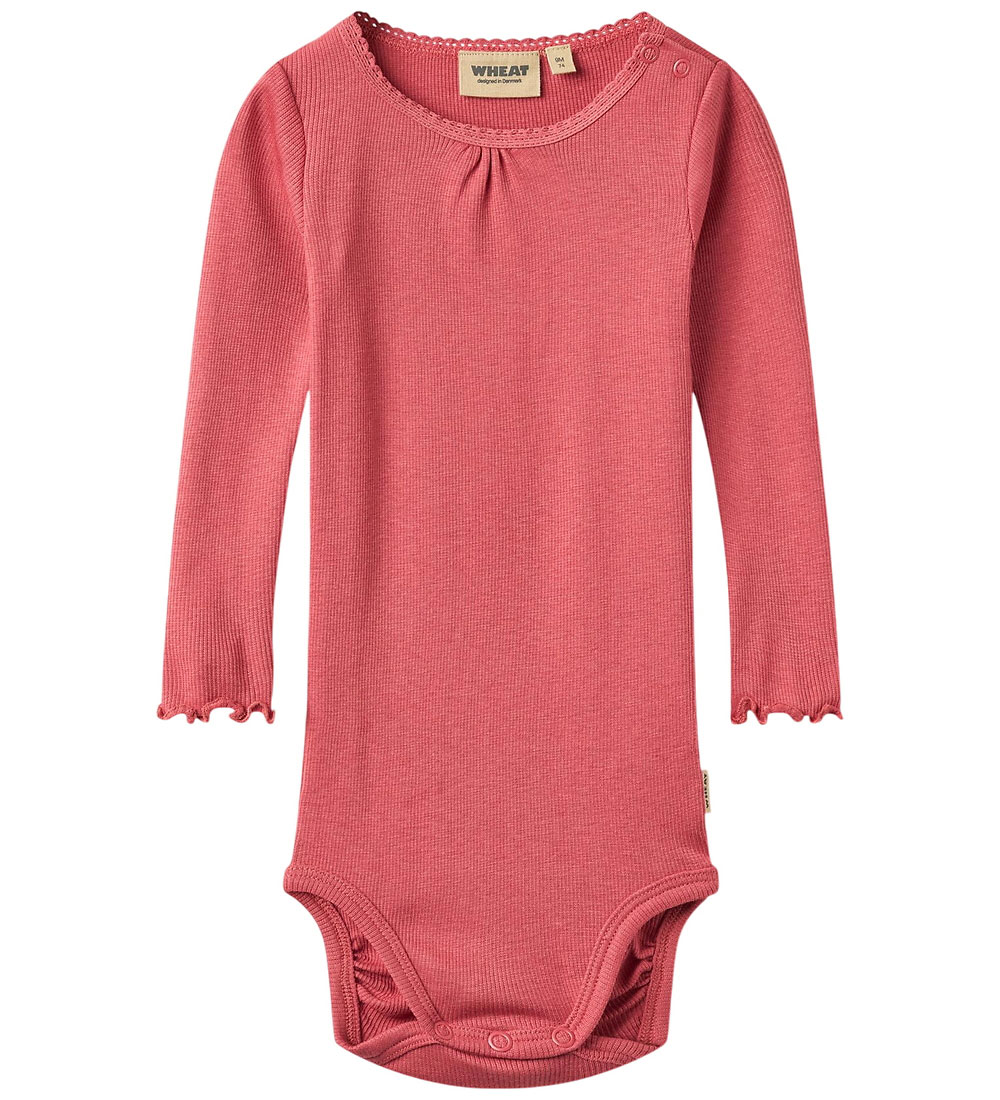 Wheat Body l/ä - Rib/Modal - Lotta - Raspberry m. Spitze - Wheat - 1½ Jahre (86) - Body L/Ä von Wheat