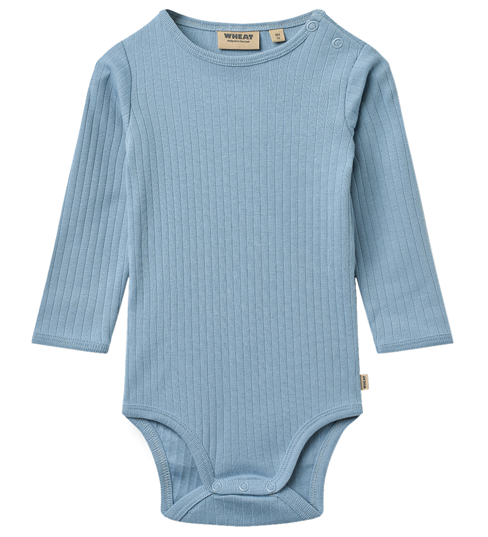 Wheat Body l/ä - Rib - Berti - Verblasster Denim - Wheat - 2 Jahre (92) - Body L/Ä von Wheat