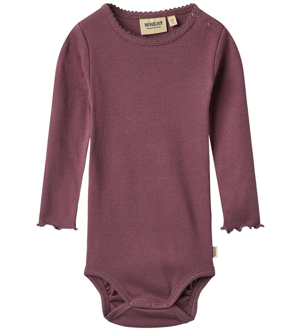 Wheat Body l/ä - Rib - Regitze - Aubergine - Wheat - 1 Jahr (80) - Body L/Ä von Wheat