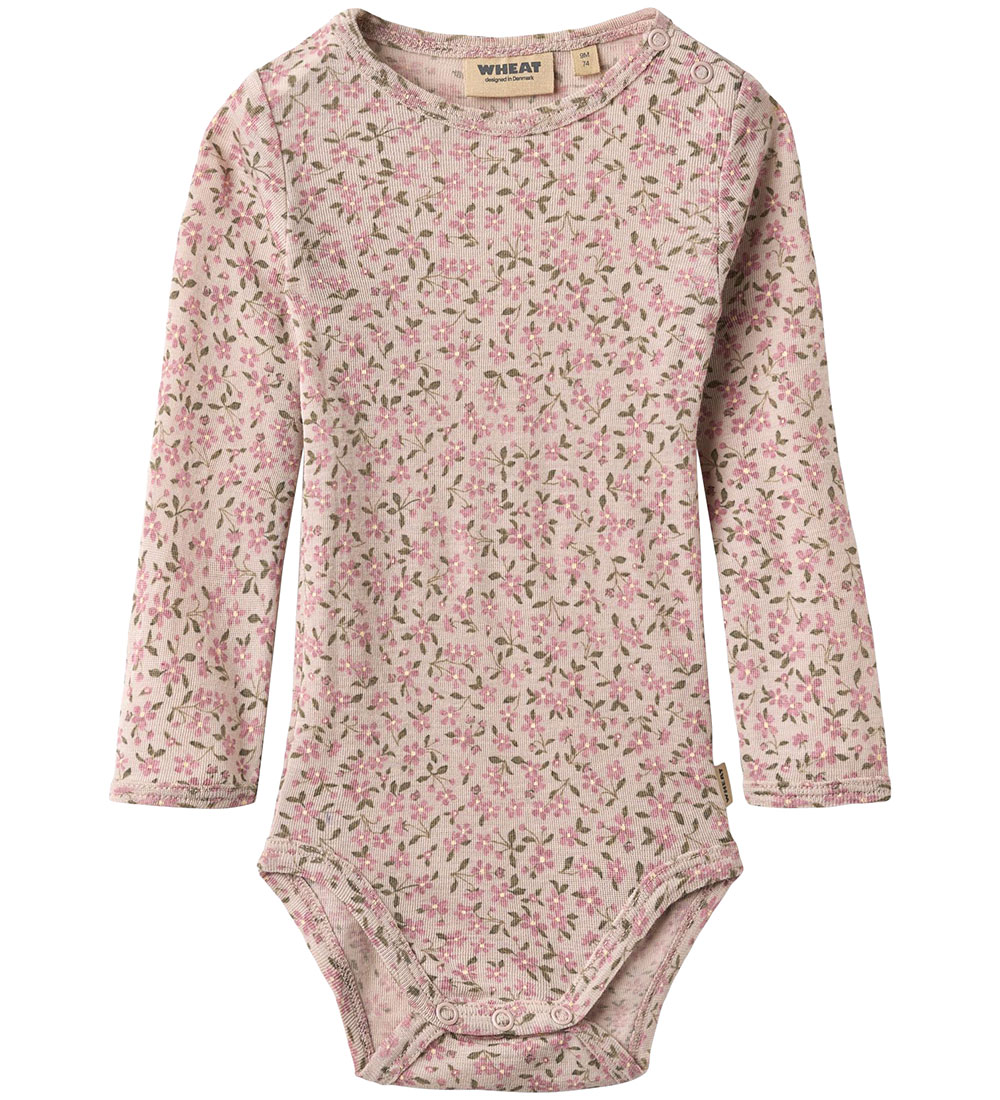 Wheat Body l/ä - Wolle - Lucca - Pale Lilac Blumen - Wheat - 68 - Body L/Ä von Wheat