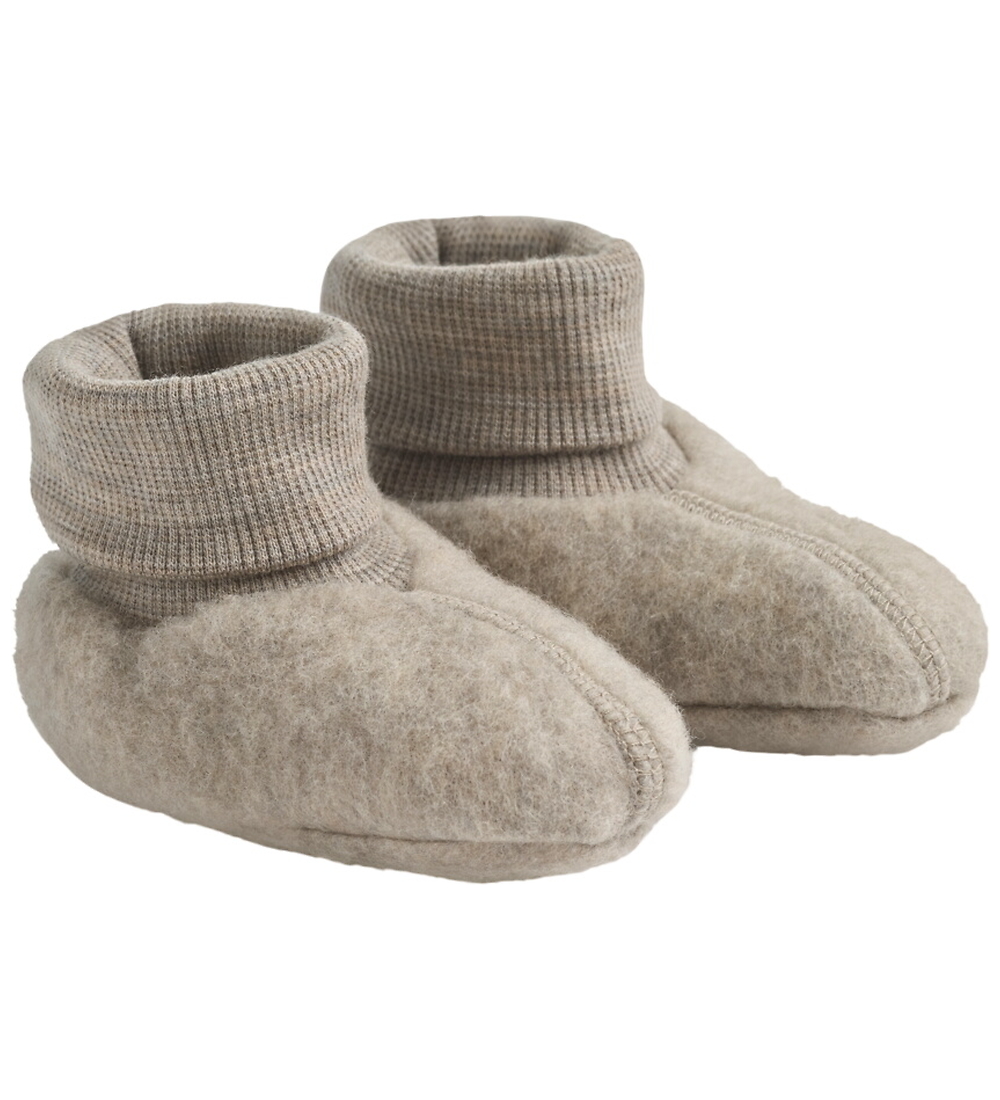 Wheat Krabbelschuhe - Wolle - Khaki Melange - Wheat - 6-12 mt - Krabbelschuhe von Wheat