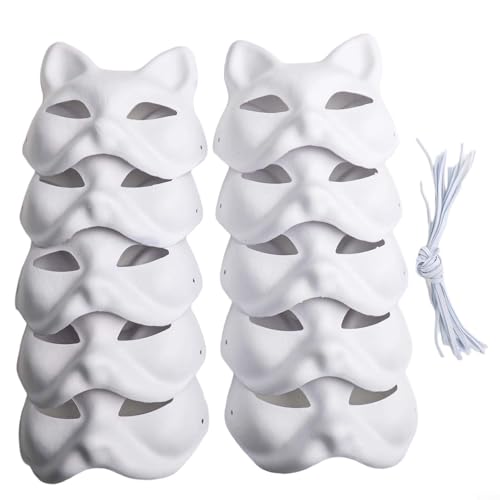WheatThrive Personalisierbares Katzenmasken-Set, 10 unlackierte Papiergesichter für künstlerischen Spaß bei Schulprojekten oder Maskerade-Veranstaltungen WheatThrive Personalisierbares Katzenmasken-Set, 10 unlackierte Papiergesichter für künstlerischen Spaß bei Schulprojekten oder Maskerade-Veranstaltungen von WheatThrive