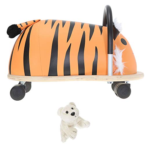 Wheelybug Rutscher 2 Teile Set Kinder Rutschauto Rutschtier Tier Jungen Mädchen Wheely Bug groß oder klein Auswahl + Eisbär Figur (Tiger Groß 3+ mit Eisbär) von Wheelybug