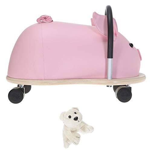 Wheelybug Rutscher 2 Teile Set Kinder Rutschauto Rutschtier Tier Jungen Mädchen Wheely Bug groß oder klein Auswahl + Eisbär Figur (Ferkel Groß 3+ mit Eisbär) von Wheelybug
