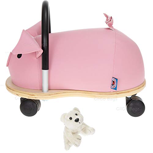 Wheelybug Rutscher 2 Teile Set Kinder Rutschauto Rutschtier Tier Jungen Mädchen Wheely Bug groß oder klein Auswahl + Eisbär Figur (Ferkel Klein 1,5+ mit Eisbär) von Wheelybug