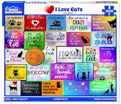 White Mountain I Love Cat Puzzles für Erwachsene 1000 Teile Niedliche Collage Katzen Puzzle von White Mountain