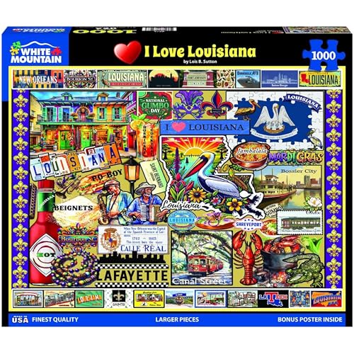 White Mountain I Love Louisiana Puzzle 1000 Teile Vintage Puzzle für Erwachsene und Familien von White Mountain