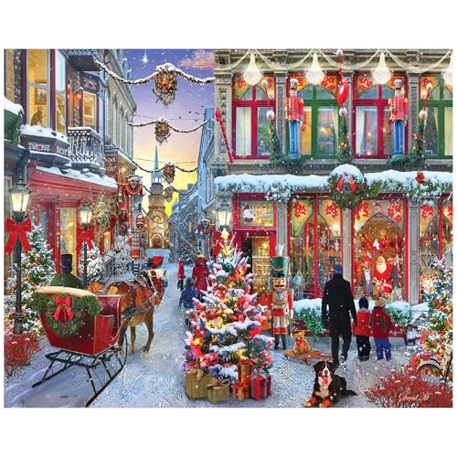 White Mountain Joy of Christmas Puzzle 1000 Teile Winterurlaub Puzzle für Familien und Erwachsene von White Mountain