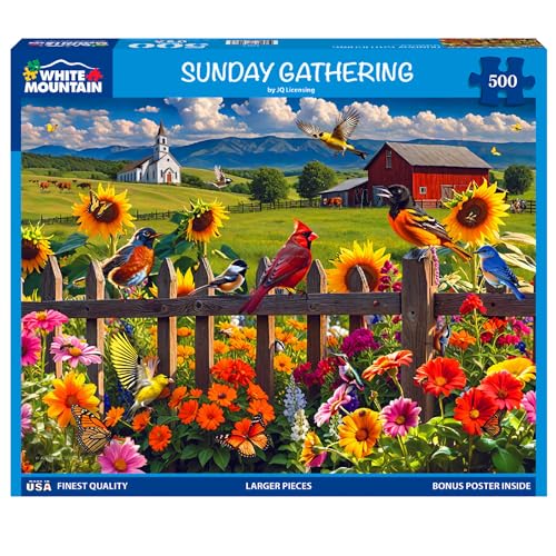 White Mountain Sunday Gathering 500 Teile Frühling Puzzles Scenic Country Landscape Puzzle für Erwachsene und Familien von White Mountain
