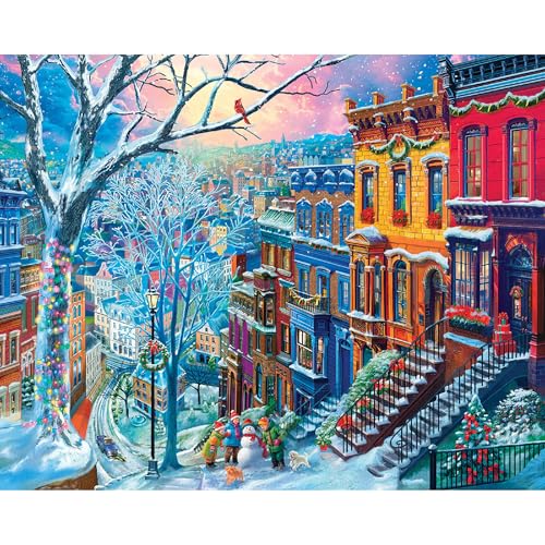 White Mountain Winter in The City Puzzle 1000 Teile Puzzle Saisonale Puzzles für Familien von White Mountain