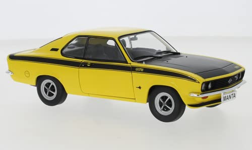 Whitebox 124084-0 kompatibel mit Opel Manta A GT/E, gelb/matt-schwarz, 1974, 1:24, Fertigmodell von Whitebox