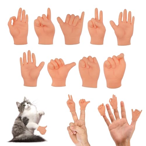 30 Stück Mini Hände, Hochelastische Kleine Hände, TPR Tiny Hands Weich Und Bequem Mini Hande für Katzen Multi Style Optionen Minihände Finger für Zauberei, Haustiere, Halloween, Fotoshooting(10 Stile) von WhizNook