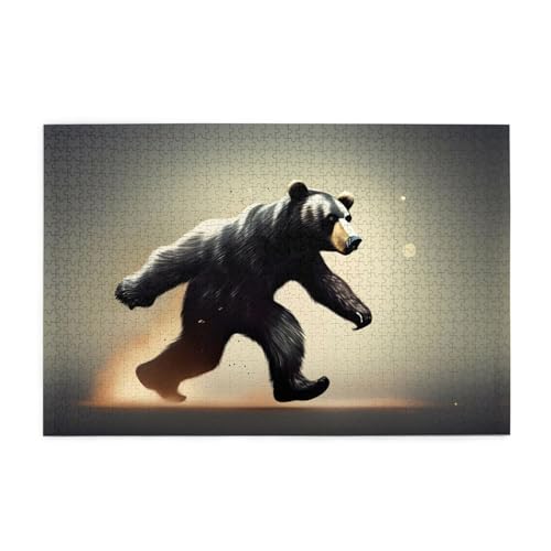 Jigsaw Puzzles1000 Teile Whjdpp Bär Laufbild Pädagogische Intellektuelle Holzpuzzles Lustige Puzzles Stressabbau Spiel von Whjdpp