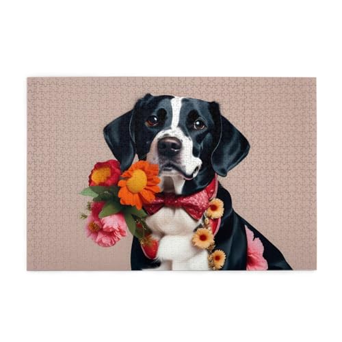 Jigsaw Puzzles1000 Teile Whjdpp Hund mit Blumenbild Pädagogische Intellektuelle Holzpuzzles Lustige Puzzles Stressabbau Spiel Jigsaw Puzzles1000 Teile Whjdpp Hund mit Blumenbild Pädagogische Intellektuelle Holzpuzzles Lustige Puzzles Stressabbau Spiel von Whjdpp