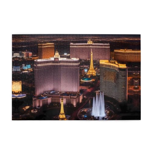 Jigsaw Puzzles1000 Teile Whjdpp Las Vegas Nachtstadt Bild Pädagogische Intellektuelle Holzpuzzles, lustige Puzzles, Stressabbau-Spiel von Whjdpp