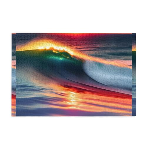Jigsaw Puzzles1000 Teile Whjdpp Strand Welle Sonnenuntergang Bild Pädagogische Intellektuelle Holzpuzzles Lustige Puzzles Stressabbau Spiel von Whjdpp