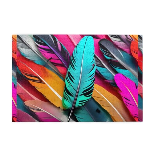Puzzles, 1000 Teile Whjdpp Farbiges Federbild, pädagogische intellektuelle Holzpuzzles, lustige Puzzles, Stressabbau-Spiel Puzzles, 1000 Teile Whjdpp Farbiges Federbild, pädagogische intellektuelle Holzpuzzles, lustige Puzzles, Stressabbau-Spiel von Whjdpp