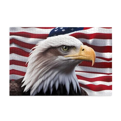 Puzzles1000 Teile Whjdpp Amerikanischer Weißkopfseeadler Bild Pädagogische Intellektuelle Holzpuzzles Lustige Puzzles Stressabbau-Spiel von Whjdpp