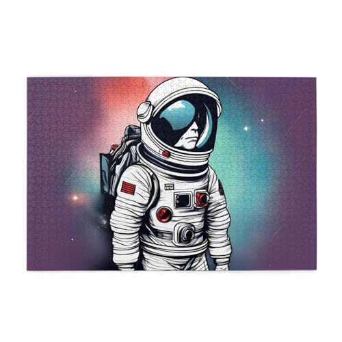 Puzzles1000 Teile Whjdpp Astronaut Bild Pädagogische Intellektuelle Holzpuzzles Lustige Puzzles Stressabbau-Spiel von Whjdpp