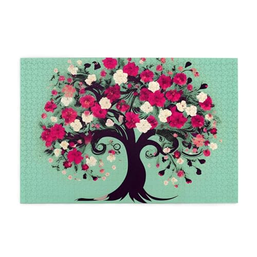 Puzzles1000 Teile Whjdpp Blumen Baum Bild Pädagogische Intellektuelle Holzpuzzles Lustige Puzzles Stressabbau-Spiel von Whjdpp