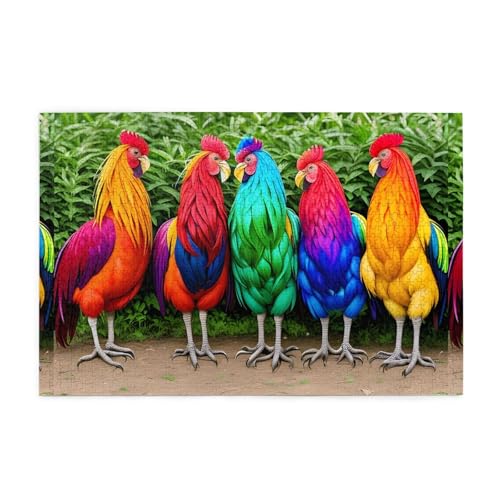 Puzzles1000 Teile Whjdpp Bunte Hähne stehen zusammen Bild pädagogische intellektuelle Holzpuzzles, lustige Puzzles, Stressabbau-Spiel Puzzles1000 Teile Whjdpp Bunte Hähne stehen zusammen Bild pädagogische intellektuelle Holzpuzzles, lustige Puzzles, Stressabbau-Spiel von Whjdpp