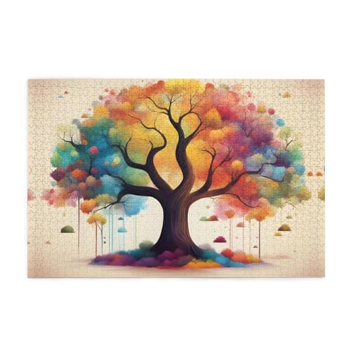 Puzzles1000 Teile Whjdpp Bunte Lebensbäume (1) Bild pädagogische intellektuelle Holzpuzzles, lustige Puzzles, Stressabbau-Spiel von Whjdpp