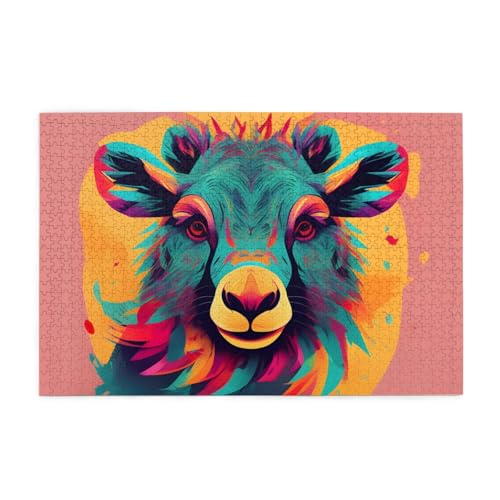 Puzzles1000 Teile Whjdpp Bunte Tiere Bild pädagogische intellektuelle Holzpuzzles, lustige Puzzles, Stressabbau-Spiel von Whjdpp