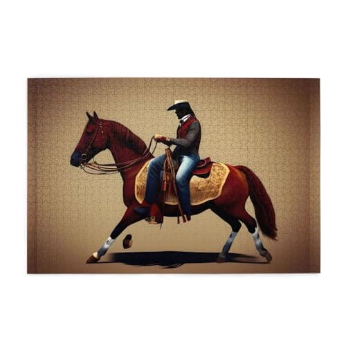 Puzzles1000 Teile Whjdpp Cowboy Reitpferd Bild Pädagogische Intellektuelle Holzpuzzles Lustige Puzzles Stressabbau-Spiel von Whjdpp