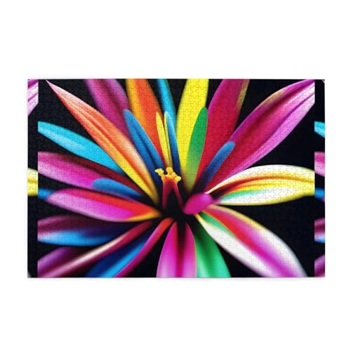 Puzzles1000 Teile Whjdpp Farbiges Blumenbild pädagogische intellektuelle Holzpuzzles, lustige Puzzles, Stressabbau-Spiel von Whjdpp