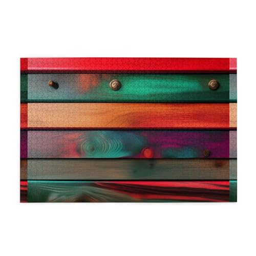 Puzzles1000 Teile Whjdpp Farbiges Holzbild Pädagogisches Intellektuelles Holzpuzzles, lustige Puzzles, Stressabbau-Spiel von Whjdpp