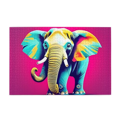 Puzzles1000 Teile Whjdpp Fröhliches Elefantenbild Pädagogisches Intellektuelles Holzpuzzles, lustige Puzzles, Stressabbau-Spiel von Whjdpp