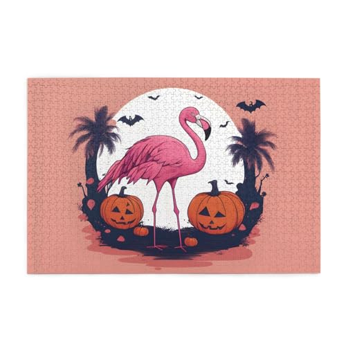 Puzzles1000 Teile Whjdpp Halloween-Flamingo-Bild, pädagogische intellektuelle Holzpuzzles, lustige Puzzles, Stressabbau-Spiel von Whjdpp