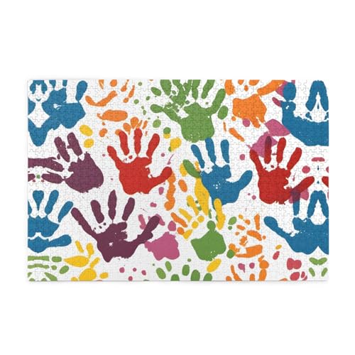 Puzzles1000 Teile Whjdpp Kinder Handabdruck Bild Pädagogische Intellektuelle Holzpuzzles Lustige Puzzles Stressabbau Spiel von Whjdpp
