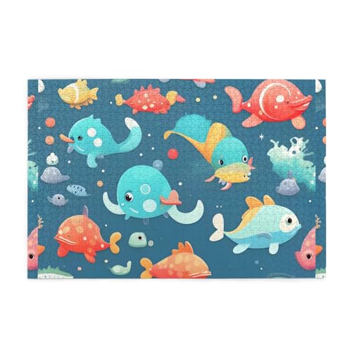Puzzles1000 Teile Whjdpp Niedliches Meerestierbild Pädagogisches Intellektuelles Holzpuzzles, Spaßpuzzles, Stressabbau-Spiel von Whjdpp
