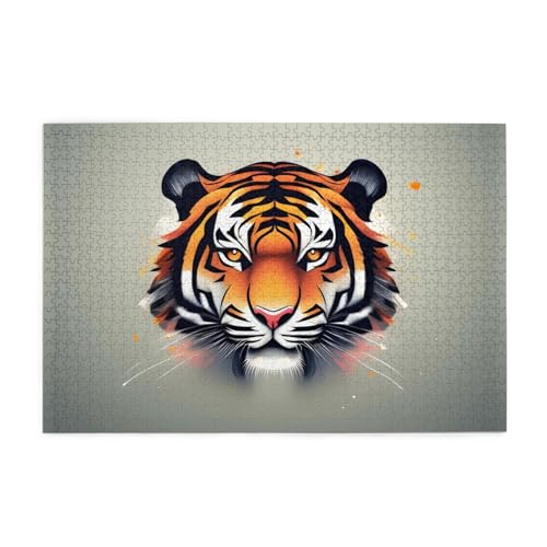 Puzzles1000 Teile Whjdpp Niedliches Tigerbild Pädagogisches Intellektuelles Holzpuzzles, Spaßpuzzles, Stressabbau-Spiel von Whjdpp