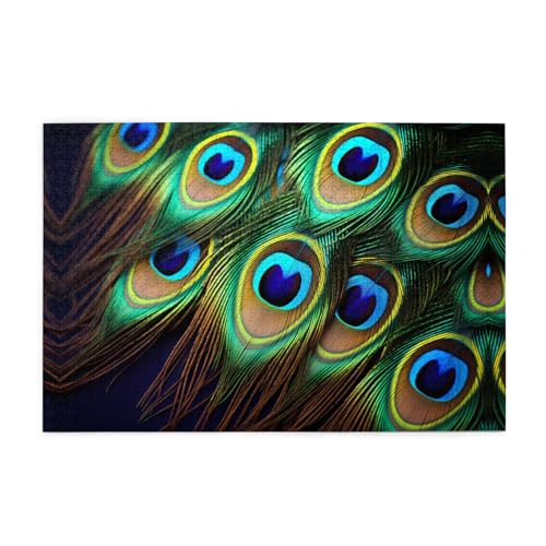 Puzzles1000 Teile Whjdpp Pfauenfedern Bild Pädagogische Intellektuelle Holzpuzzles Lustige Puzzles Stressabbau-Spiel von Whjdpp