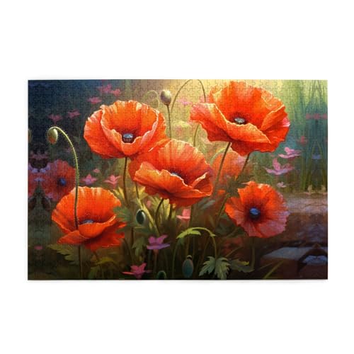 Puzzles1000 Teile Whjdpp Poppy Flowers1 Bild Pädagogische Intellektuelle Holzpuzzles, lustige Puzzles, Stressabbau-Spiel von WHJDPP